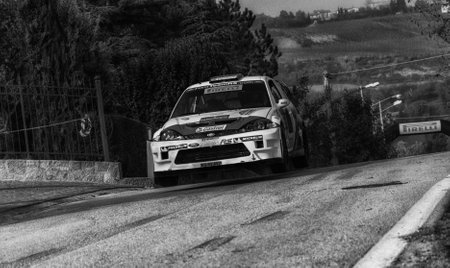 SANMARINO, SANMARINO - OCT 21, 2017: FORD FOCUS WRC 2002 in the old racing car rally THE LEGEND 2017...