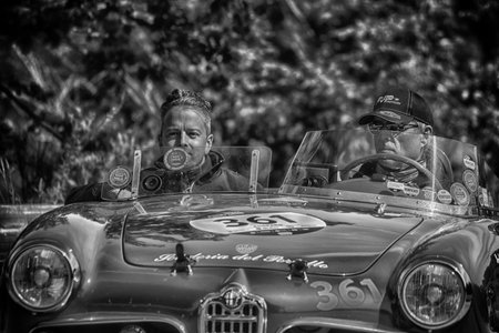 PESARO COLLE SAN BARTOLO, ITALY - MAY 17 - 2018: ALFA ROMEO GIULIETTA SEBRING 1956 old racing car in...