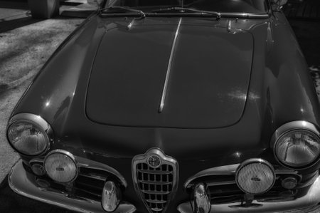 PORTO CERVO, Italy - AUGUST 18, 2017: vintage Italian car Alfa Romeo Giulietta Spider 1600 (1964)のeditorial素材