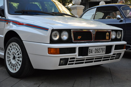 ANCONA, ITALY - SET 23 - 2018: LANCIA DELTA INTEGRALE MARTINI old carのeditorial素材