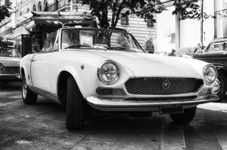 ANCONA , ITALY - SET 23 - 2018 : FIAT 124 SPIDER WIGHT old carのeditorial素材