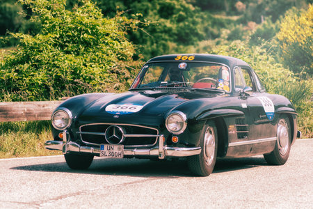 PESARO COLLE SAN BARTOLO , ITALY - MAY 17 - 2018 : MERCEDES-BENZ 300 SL COUPÃ‰ (W198) 1956 on an...