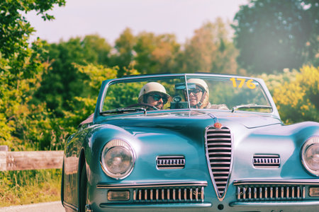 PESARO COLLE SAN BARTOLO , ITALY - MAY 17 - 2018 : ALFA ROMEO 6C 2500 SS CABRIOLET PININ FARINA 1949...