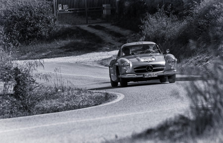 PESARO COLLE SAN BARTOLO , ITALY - MAY 17 - 2018 : MERCEDES-BENZ 300 SL COUPÃ‰ (W198) 1955 on an...