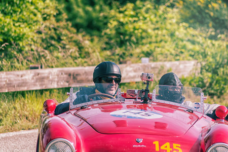CISITALIA 202 MM SPIDER 1947 on an old racing car in rally Mille Miglia 2018 the famous italian historical race (1927-1957)のeditorial素材