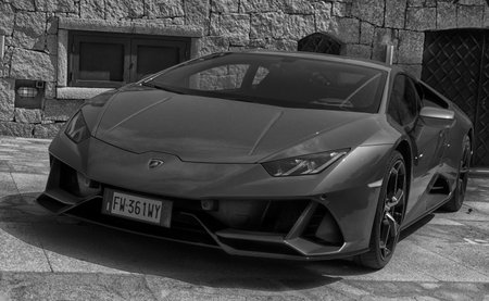 PORTO CERVO, ITALY - AUGUST 13 2019: Sports car Lamborghini Hurac?n Cabriolet