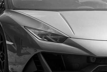 PORTO CERVO, ITALY - AUGUST 13 2019: Sports car Lamborghini Hurac?n Cabrioletのeditorial素材