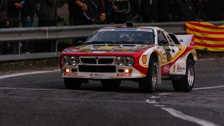 SAN MARINO, SAN MARINO - OCT 21 -2017: LANCIA RALLY 037 old racing car rally THE LEGEND 2017 the famous SAN MARINO historical raceのeditorial素材