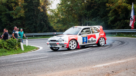 SAN MARINO, SAN MARINO - OTT 21 - 2017 : TOYOTA COROLLA WRC old racing car rally THE LEGEND 2017 the...