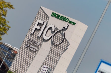 Bologna / Italy - September 24 2019: interior design Fig Eataly World. Fico is a theme park dedicated to the agrofood sector and gastronomy, one of the largest in the worldのeditorial素材