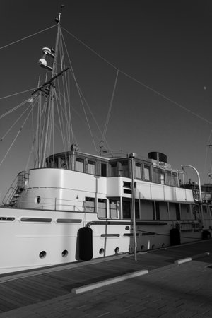 olbia sardinia, AUGUST 19, 2019: ALICIA VINTAGE YACHT BUILDING YACHT IN 1930のeditorial素材