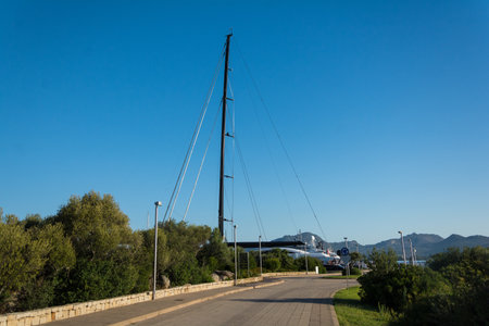 olbia sardinia, AUGUST 19, 2019: Maxy yacht PERSEUS at Olbia Harbor