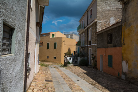 August 23, 2019 - AGGIUS, Italy: exterior building in AGGIUS SARDINIA