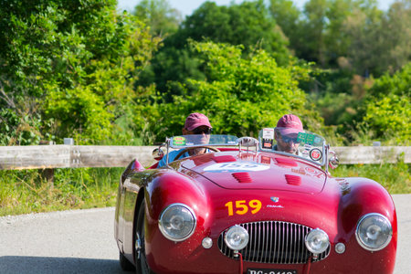 PESARO COLLE SAN BARTOLO, ITALY - MAY 17 - 2018: CISITALIA 202 S MM SPIDER 1948 on an old racing car...