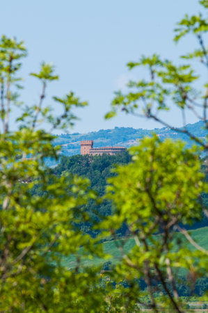 Landscape The Gradara Castle, a medieval fortress located in the town of Gradara, Marche, in Italyのeditorial素材