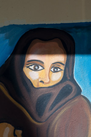 ORGOSOLO ITALY 15 AUGUST 2020 Murales in Orgosolo Italy Since about 1969 the wall paintings reflect different aspects of Sardinia's political struggles and international issuesのeditorial素材