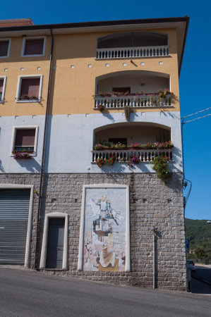 ORGOSOLO ITALY 15 AUGUST 2020 Murales in Orgosolo Italy Since about 1969 the wall paintings reflect different aspects of Sardinia's political struggles and international issuesのeditorial素材