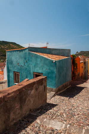 BOSA VILLAGE IN SARDINIA italy at summerのeditorial素材