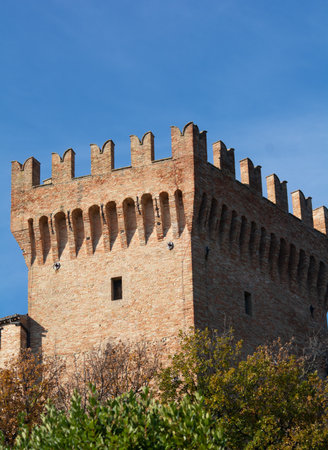 Landscape The Gradara Castle, a medieval fortress located in the town of Gradara, Marche, in Italyのeditorial素材