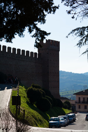 Landscape The Gradara Castle, a medieval fortress located in the town of Gradara, Marche, in Italyのeditorial素材