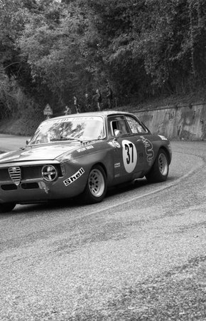PESARO, ITALY - OCT 11 - 2020: SAN BARTOLO PARK VINTAGE CAR ALFA ROMEO GT JUNIOR SCALINO GTAのeditorial素材