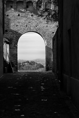 Landscape The Gradara Castle, a medieval fortress located in the town of Gradara, Marche, in Italyのeditorial素材