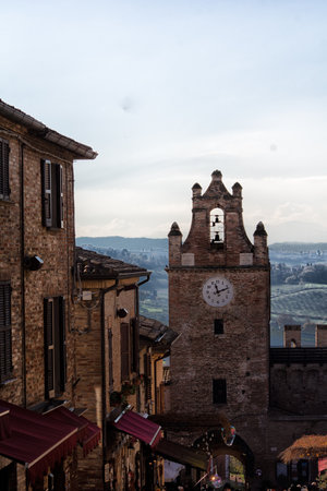 Landscape The Gradara Castle, a medieval fortress located in the town of Gradara, Marche, in Italyのeditorial素材