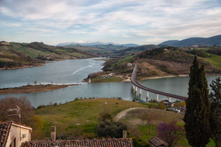 Beautiful view of Cingoli lake in the marche region