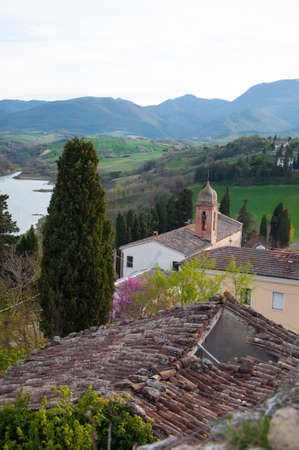 Beautiful view of Cingoli lake in the marche region
