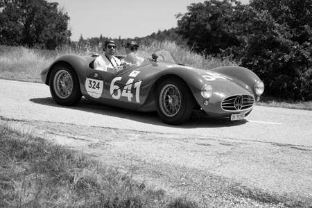 URBINO, ITALY - JUN 16 - 2022: MASERATI A6 GCS 53 FANTUZZI 1954 on an old racing car in rally Mille Miglia 2022 the famous italian historical race (1927-1957)のeditorial素材