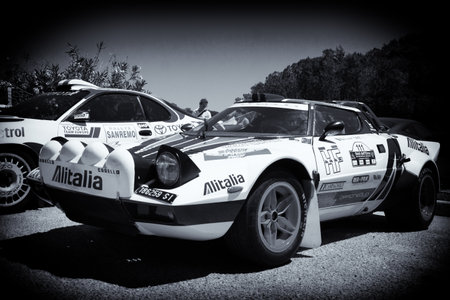 POLTU QUATU - ITALY - JUL 9 - 2022: Lancia stratos Alitalia livery Poltu Quatu Classicのeditorial素材
