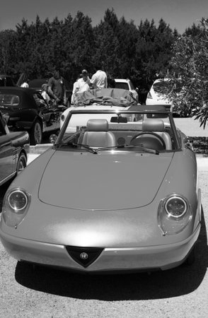 POLTU QUATU - ITALY - JUL 9 - 2022: ALFA ROMEO DUETTO IBRID GARAGE ITALIA CUSTOM Poltu Quatu Classic