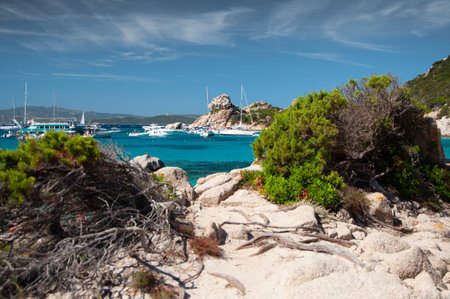 La Maddalena Sardinia of spargi di corsara di cala del landscape at summerのeditorial素材