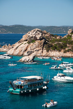 La Maddalena Sardinia of spargi di corsara di cala del landscape at summerのeditorial素材