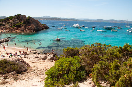 La Maddalena Sardinia of spargi di corsara di cala del landscape at summerの写真素材