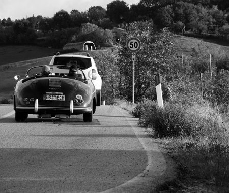 san marino , san marino - sept. 16 - 2022 : PORSCHE CARRERERA PRE A SPEEDSTER 1955 in Nuvolari cup old racing carのeditorial素材