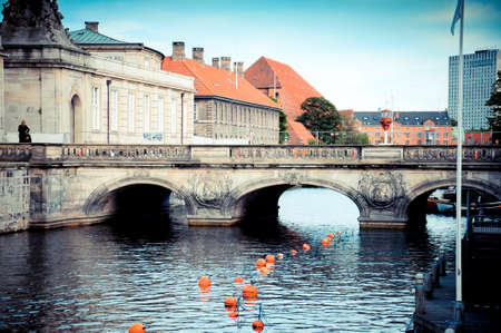 Copenhagen, Denmark - bridge on the riverの写真素材