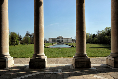 View from the disused stables of Villa Pisani, italian museum のeditorial素材