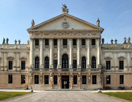 Detail of the entrance of Villa Pisani, italian national museum のeditorial素材