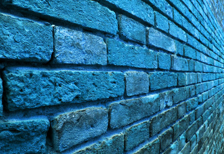 Perspective view of a blue wallの写真素材