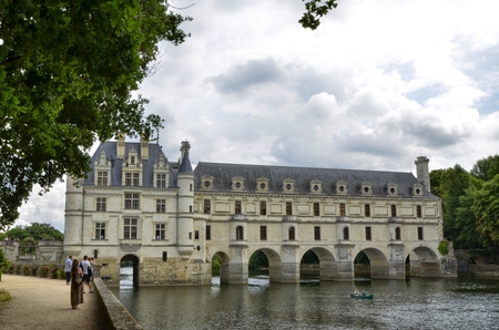 Castle of Chenonceau, Loire region, France. Snap of June 27, 2017. View of the castle on the river from the side of the gardens of Caterina de 'Mediciのeditorial素材