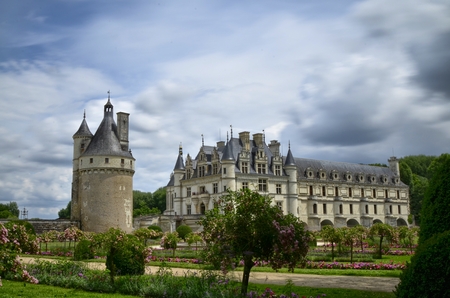 Castle of Chenonceau, Loire region, France. Snap of June 27, 2017. View of the castle from the side of the gardens of Caterina de 'Mediciのeditorial素材