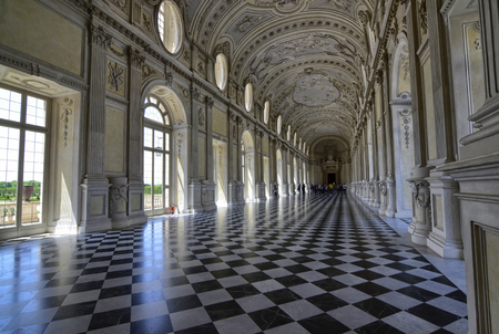 Venaria reale, Piedmont region, Italy. June 2017. The magnificent Grand Gallery or Diana of the Royal Palace of Venaria. UNESCO heritage.のeditorial素材