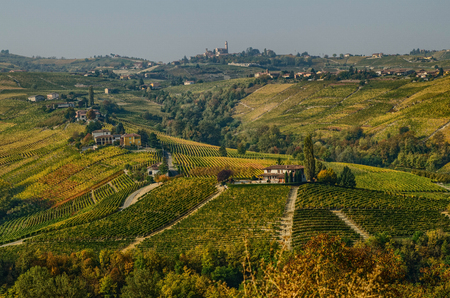 Panoramic autumn view of the Monferrato, near Calosso, Piedmont, Italy. Photo of 15 October 2017のeditorial素材