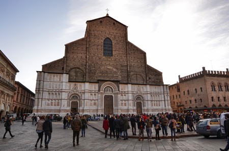Bologna, Emilia Romagna, Italy. December 2018. Basilica of San Petronio. It is an unfinished work...