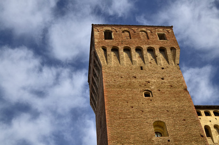 Vignola, Emilia Romagna, Italy. January 2019. Detail of one of the towers of the fortreのeditorial素材