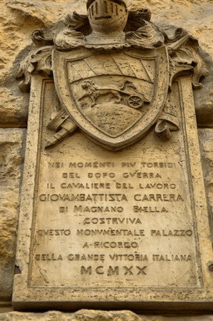 Turin, Piemonte, Italy. October 2018. The house of victory or house of dragons, is one of the most representative examples of the Neo-Gothic style civil residence of the city.のeditorial素材