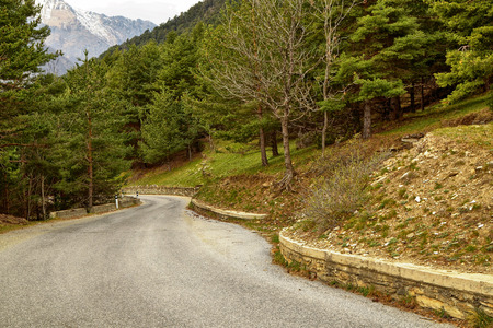 Fenestrelle, Piedmont, Italy.April 2019.A characteristic mountain road, with its curves you go to hide on the mountainside.の写真素材
