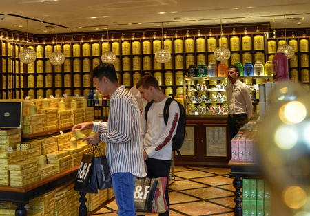 London, United Kingdom, June 2018. The TWG London store, right in the center, the luxurious botique of the famous English tea. You can sniff sample of various types of tea and buy it.のeditorial素材