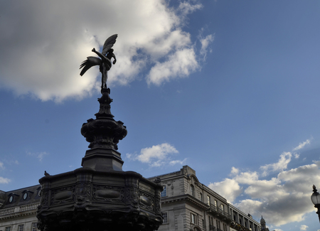 London, United Kingdom, June 2018. Piccadilly Cirus, detail of the fountain surmounted by eros love statue.のeditorial素材